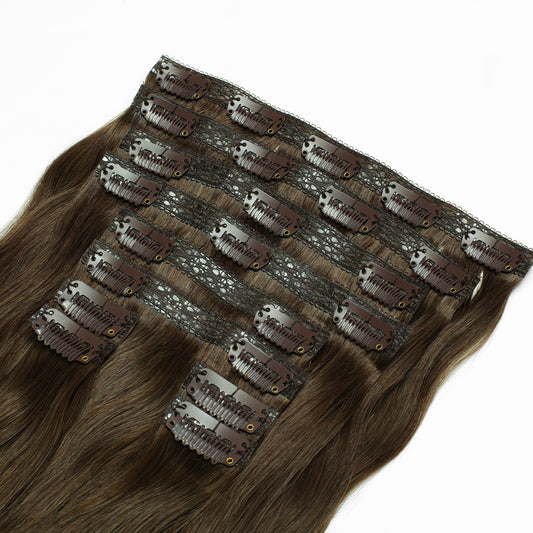 20"Clip-In Light Brown Hair Extensions