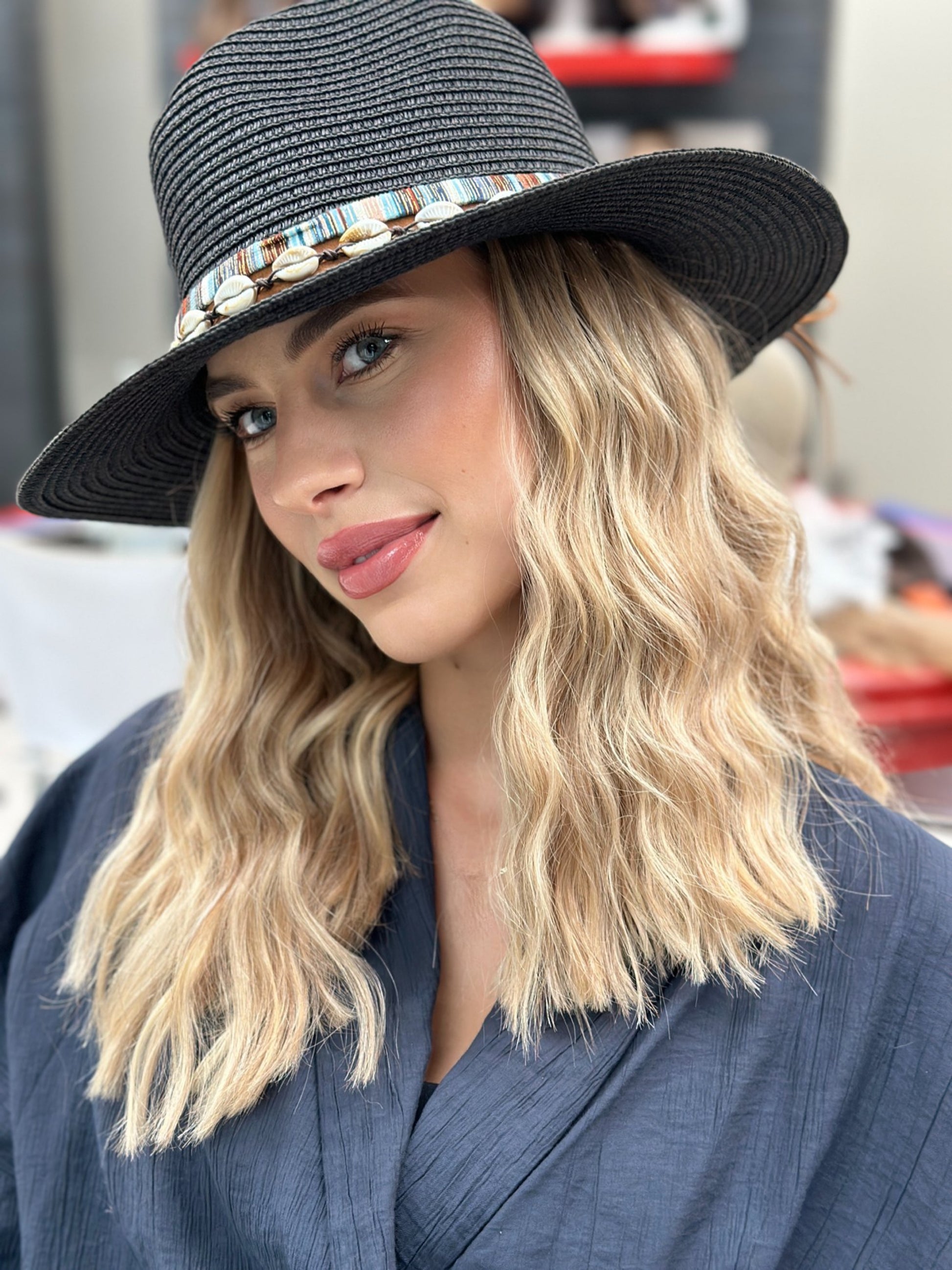 Model is Wearing Long Bob Hatfall without Face-framing