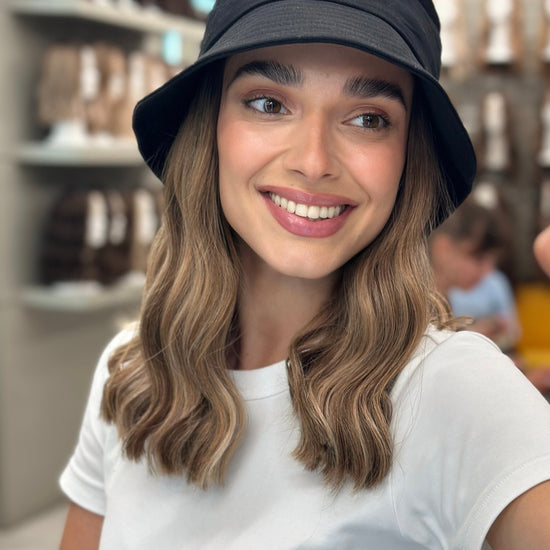 Model is Wearing Long Bob Hatfall without Face-framing