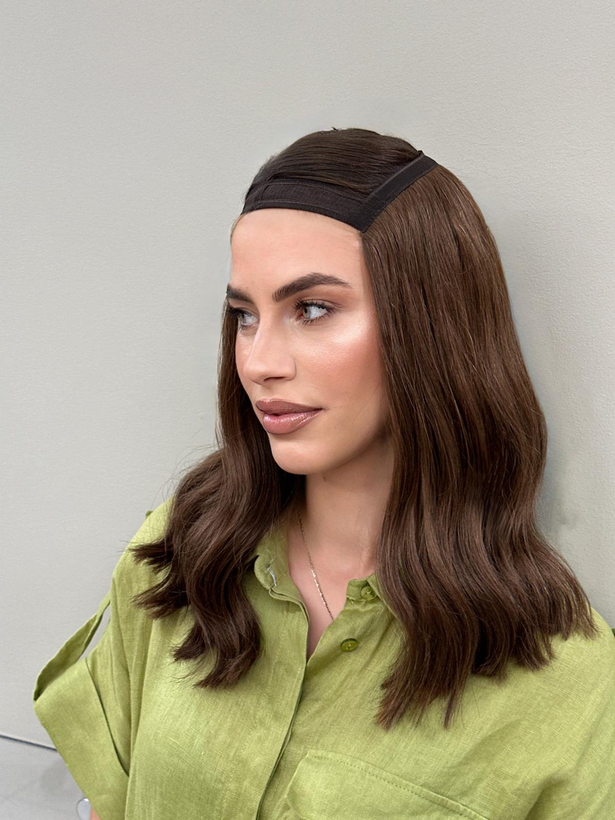 Model is Wearing Long Bob Hatfall without Face-framing