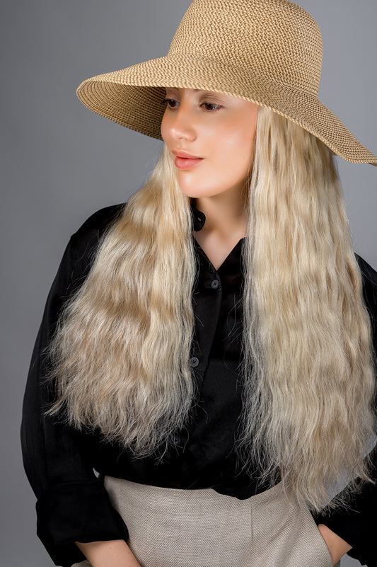Hatfall | Model is Wearing 22" Hatfall without Face-framing